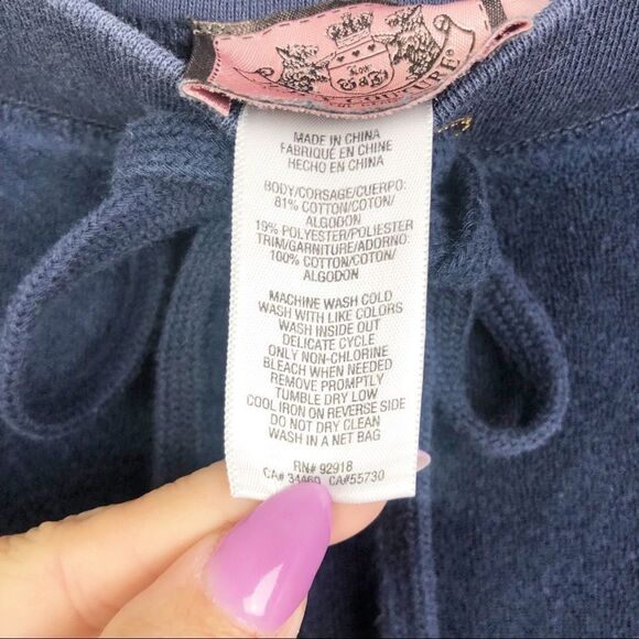 JUICY COUTURE | Y2K Style Navy Blue Terry Cloth Drawstring Pants Women’s Size L - Picture 11 of 11